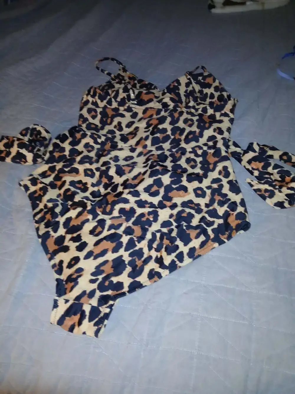 Leopard Print Cut-Out One-Piece Swimsuit Size L